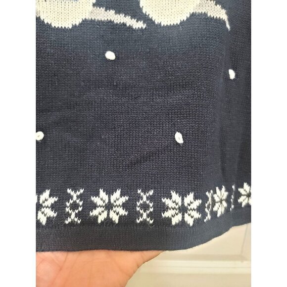 Vintage Christopher & Banks Hand Embroidery Holiday Snowman Sweater Snowflake Pa - Picture 5 of 13